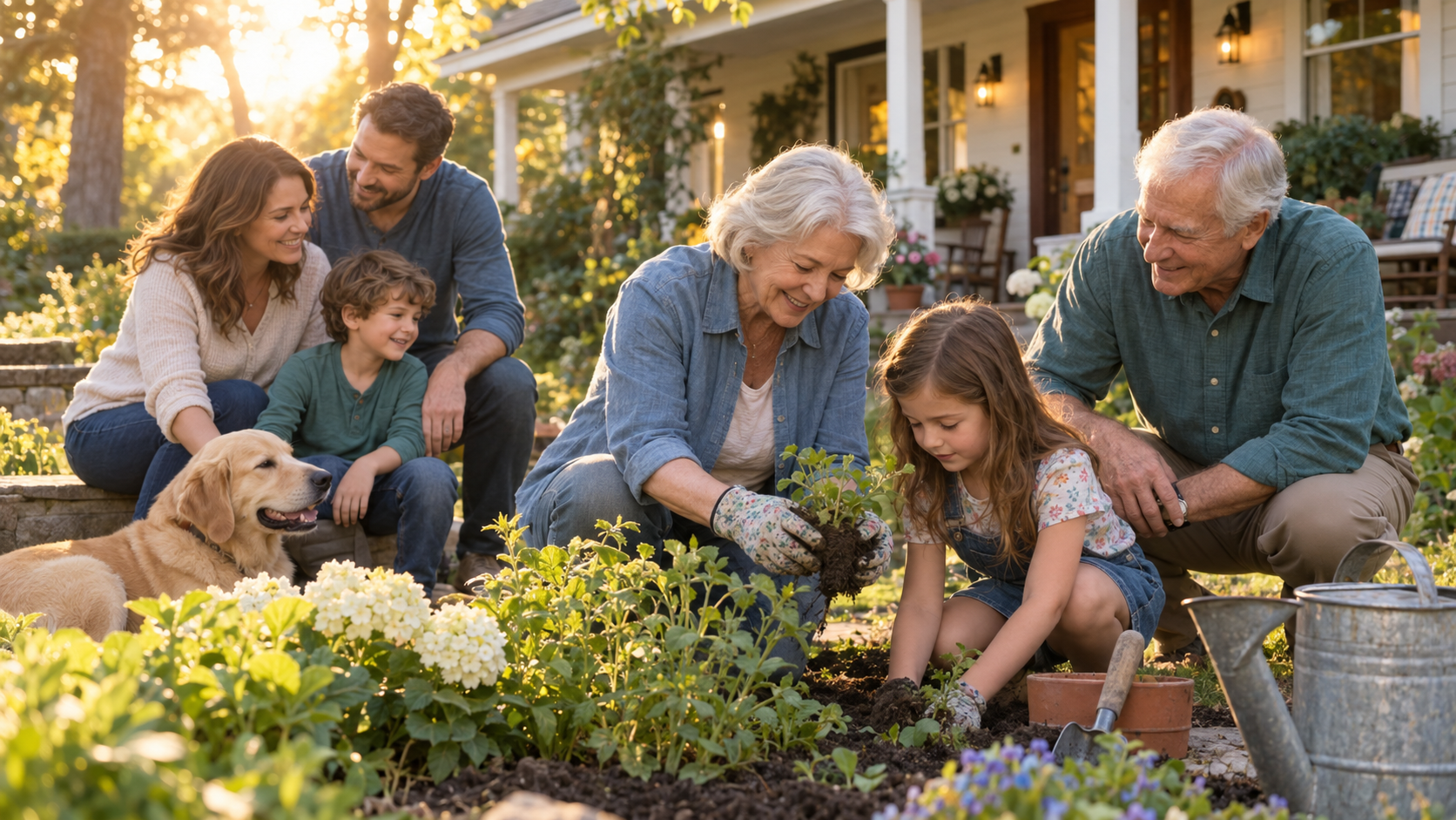 A multigenerational white family sharing time, wisdom, and love together