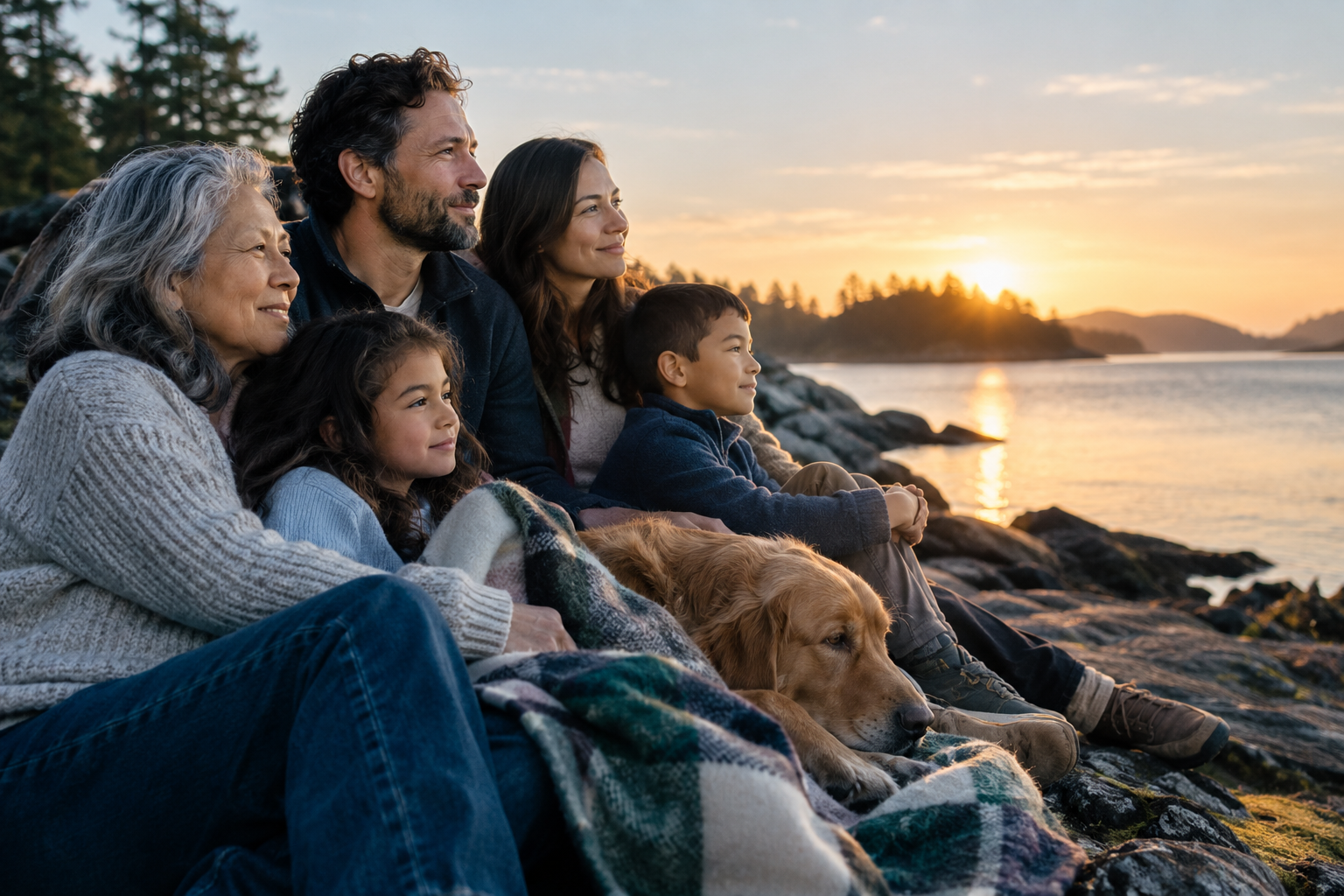 A family sharing a meaningful conversation together
